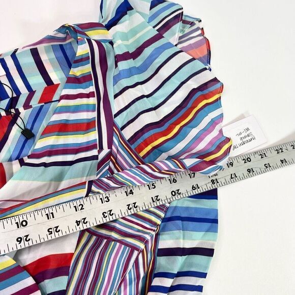 Parker Blouse Women small Multicolor Striped Flutter Sleeve Huntington Top new - Picture 8 of 9